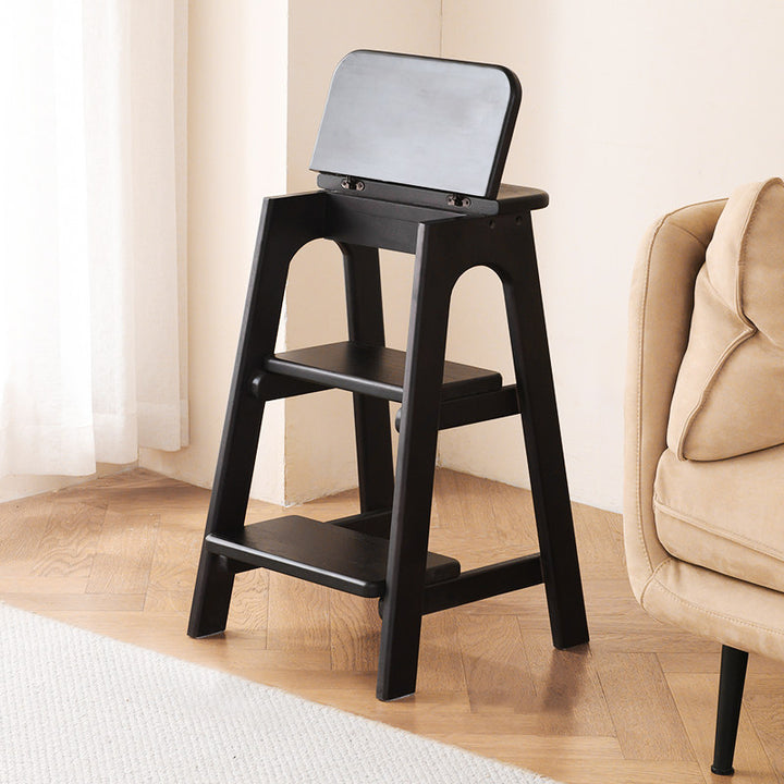 Modern Minimalist Ash Wood Highly Practical Stepped Shape Backrest Armless 3-Tier Step Stool For Living Room