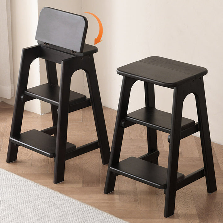 Modern Minimalist Ash Wood Highly Practical Stepped Shape Backrest Armless 3-Tier Step Stool For Living Room