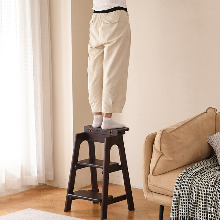 Modern Minimalist Ash Wood Highly Practical Stepped Shape Backrest Armless 3-Tier Step Stool For Living Room