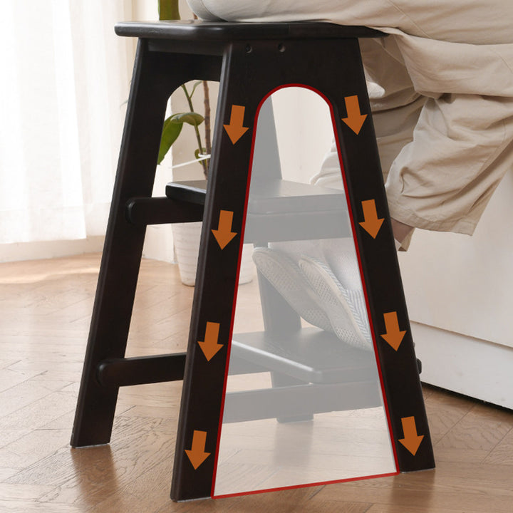 Modern Minimalist Ash Wood Highly Practical Stepped Shape Backrest Armless 3-Tier Step Stool For Living Room
