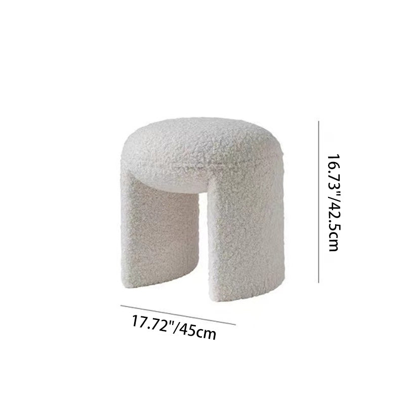 Contemporary Nordic Pine Wood Sherpa Fabric Foam Sponge Decorative With Rounded Silhouette Backless Armless Bench For Entryways