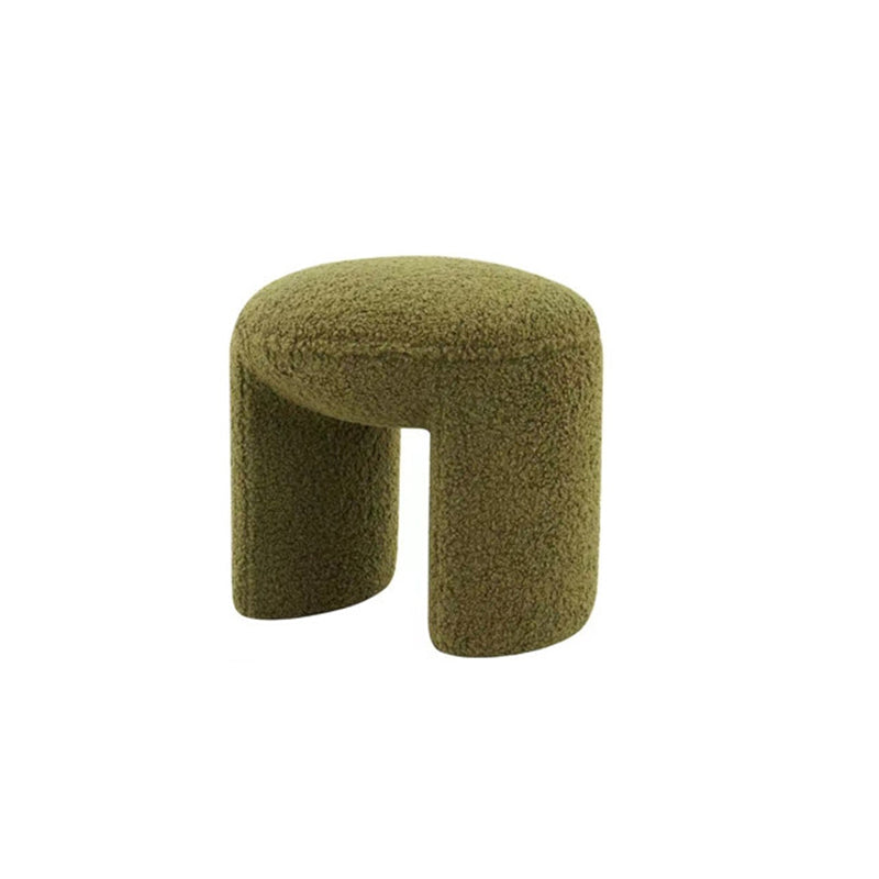Contemporary Nordic Pine Wood Sherpa Fabric Foam Sponge Decorative With Rounded Silhouette Backless Armless Bench For Entryways