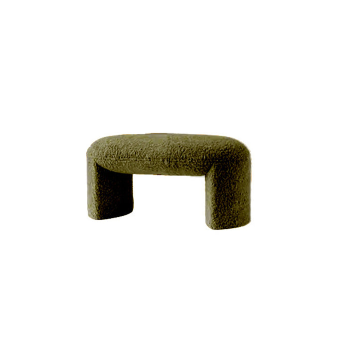 Contemporary Nordic Pine Wood Sherpa Fabric Foam Sponge Decorative With Rounded Silhouette Backless Armless Bench For Entryways