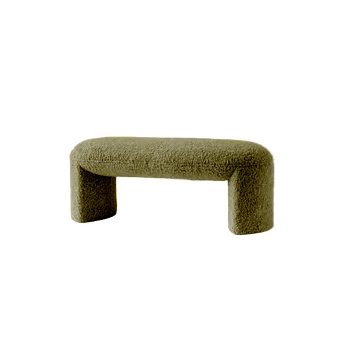 Contemporary Nordic Pine Wood Sherpa Fabric Foam Sponge Decorative With Rounded Silhouette Backless Armless Bench For Entryways