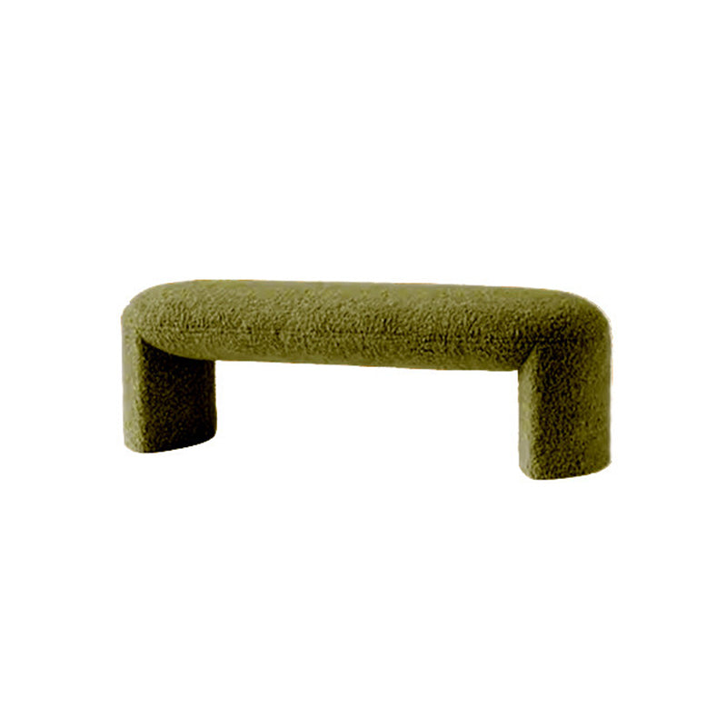 Contemporary Nordic Pine Wood Sherpa Fabric Foam Sponge Decorative With Rounded Silhouette Backless Armless Bench For Entryways