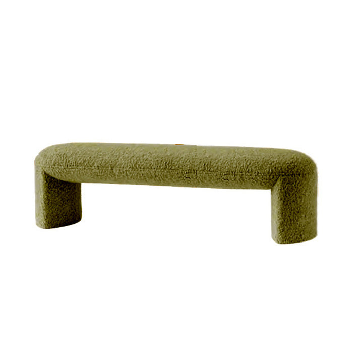 Contemporary Nordic Pine Wood Sherpa Fabric Foam Sponge Decorative With Rounded Silhouette Backless Armless Bench For Entryways