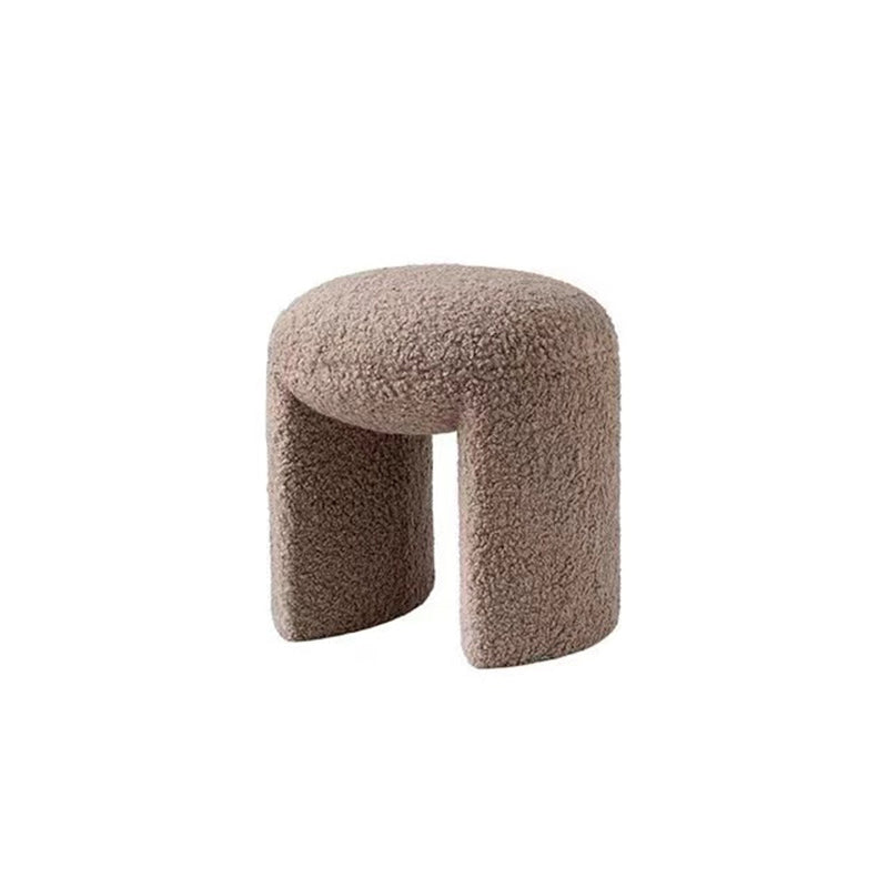 Contemporary Nordic Pine Wood Sherpa Fabric Foam Sponge Decorative With Rounded Silhouette Backless Armless Bench For Entryways