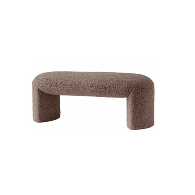 Contemporary Nordic Pine Wood Sherpa Fabric Foam Sponge Decorative With Rounded Silhouette Backless Armless Bench For Entryways