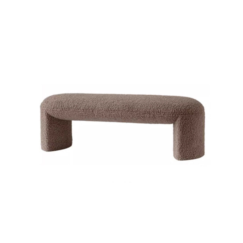 Contemporary Nordic Pine Wood Sherpa Fabric Foam Sponge Decorative With Rounded Silhouette Backless Armless Bench For Entryways