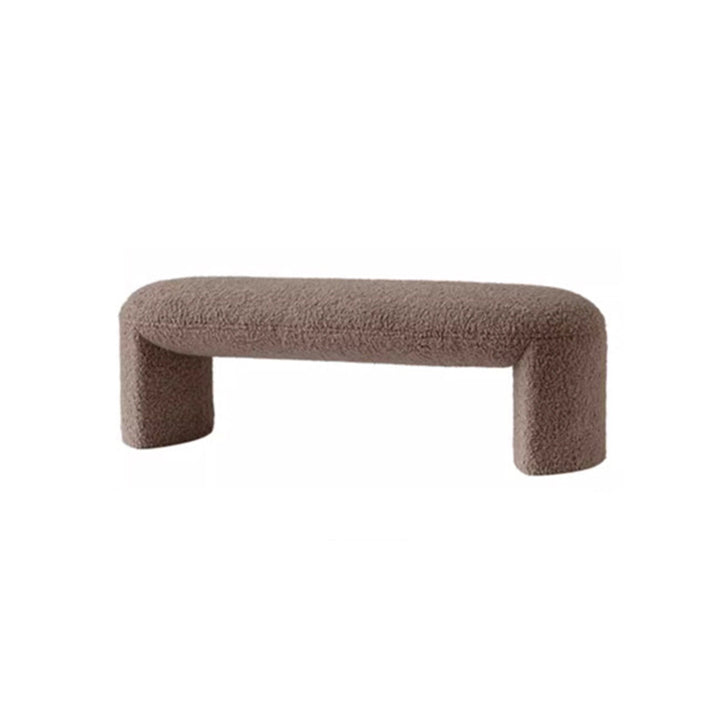 Contemporary Nordic Pine Wood Sherpa Fabric Foam Sponge Decorative With Rounded Silhouette Backless Armless Bench For Entryways