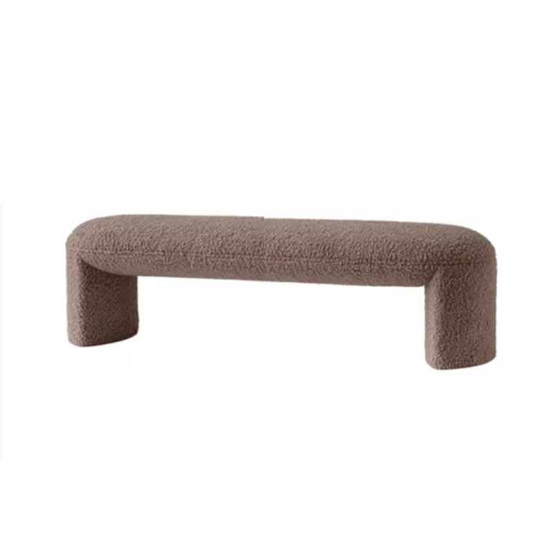 Contemporary Nordic Pine Wood Sherpa Fabric Foam Sponge Decorative With Rounded Silhouette Backless Armless Bench For Entryways