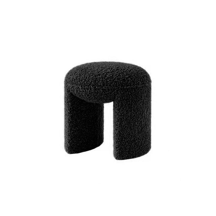 Contemporary Nordic Pine Wood Sherpa Fabric Foam Sponge Decorative With Rounded Silhouette Backless Armless Bench For Entryways