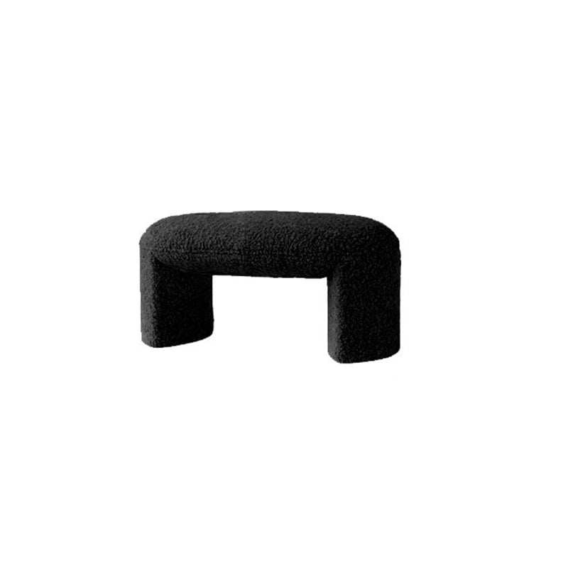 Contemporary Nordic Pine Wood Sherpa Fabric Foam Sponge Decorative With Rounded Silhouette Backless Armless Bench For Entryways