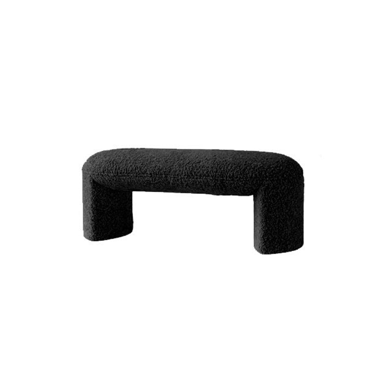 Contemporary Nordic Pine Wood Sherpa Fabric Foam Sponge Decorative With Rounded Silhouette Backless Armless Bench For Entryways
