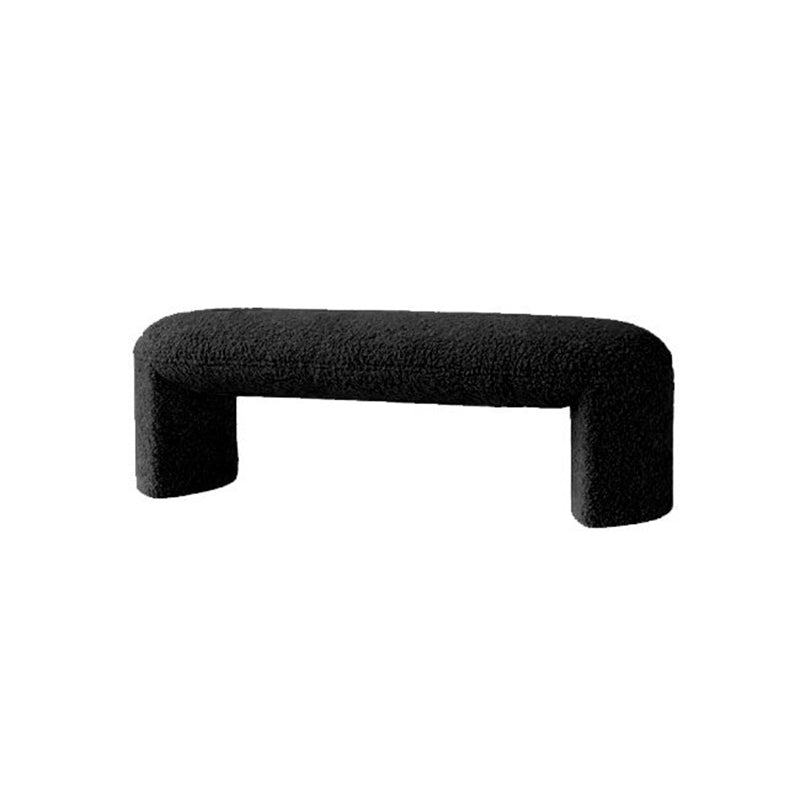 Contemporary Nordic Pine Wood Sherpa Fabric Foam Sponge Decorative With Rounded Silhouette Backless Armless Bench For Entryways