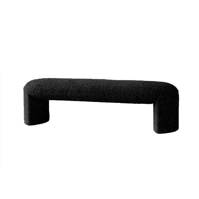 Contemporary Nordic Pine Wood Sherpa Fabric Foam Sponge Decorative With Rounded Silhouette Backless Armless Bench For Entryways