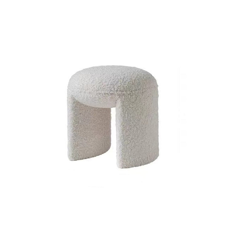 Contemporary Nordic Pine Wood Sherpa Fabric Foam Sponge Decorative With Rounded Silhouette Backless Armless Bench For Entryways
