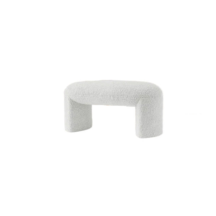 Contemporary Nordic Pine Wood Sherpa Fabric Foam Sponge Decorative With Rounded Silhouette Backless Armless Bench For Entryways