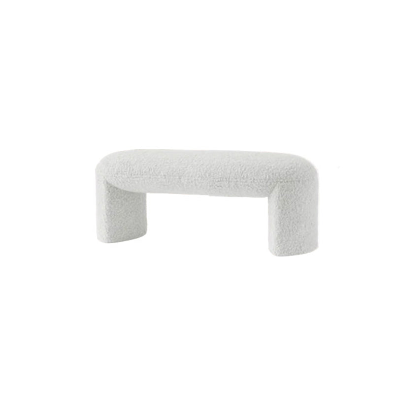 Contemporary Nordic Pine Wood Sherpa Fabric Foam Sponge Decorative With Rounded Silhouette Backless Armless Bench For Entryways