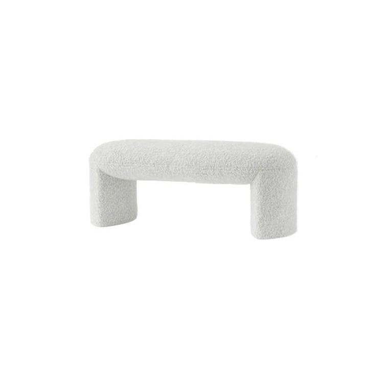 Contemporary Nordic Pine Wood Sherpa Fabric Foam Sponge Decorative With Rounded Silhouette Backless Armless Bench For Entryways