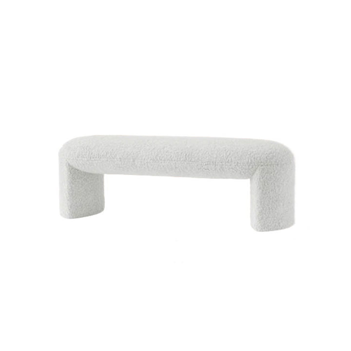 Contemporary Nordic Pine Wood Sherpa Fabric Foam Sponge Decorative With Rounded Silhouette Backless Armless Bench For Entryways