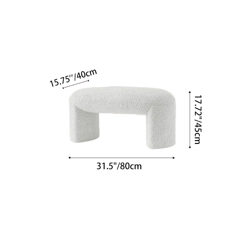 Contemporary Nordic Pine Wood Sherpa Fabric Foam Sponge Decorative With Rounded Silhouette Backless Armless Bench For Entryways
