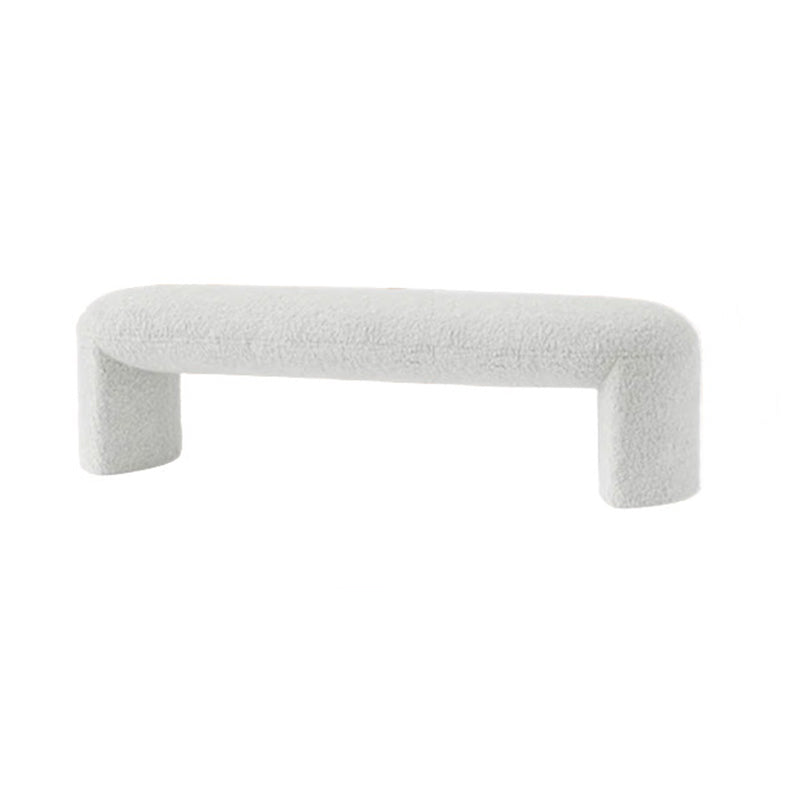Contemporary Nordic Pine Wood Sherpa Fabric Foam Sponge Decorative With Rounded Silhouette Backless Armless Bench For Entryways