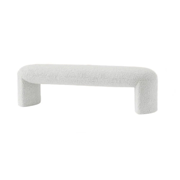 Contemporary Nordic Pine Wood Sherpa Fabric Foam Sponge Decorative With Rounded Silhouette Backless Armless Bench For Entryways