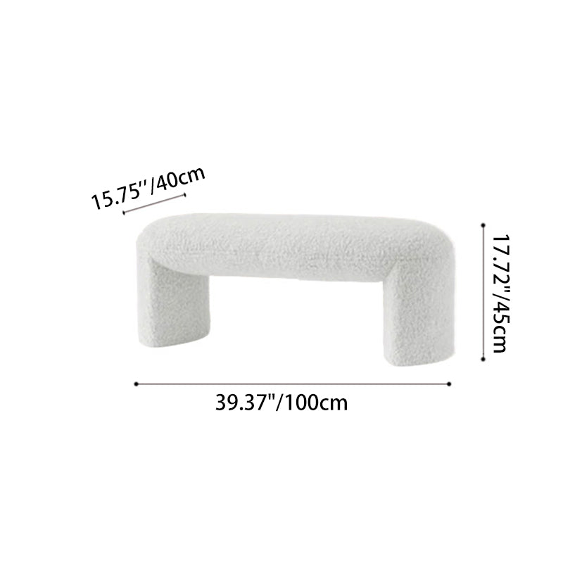 Contemporary Nordic Pine Wood Sherpa Fabric Foam Sponge Decorative With Rounded Silhouette Backless Armless Bench For Entryways