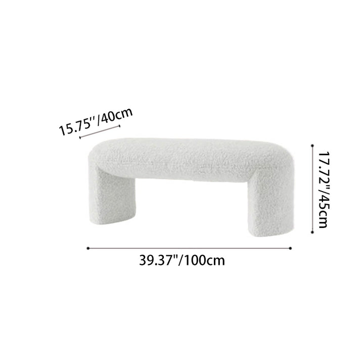 Contemporary Nordic Pine Wood Sherpa Fabric Foam Sponge Decorative With Rounded Silhouette Backless Armless Bench For Entryways