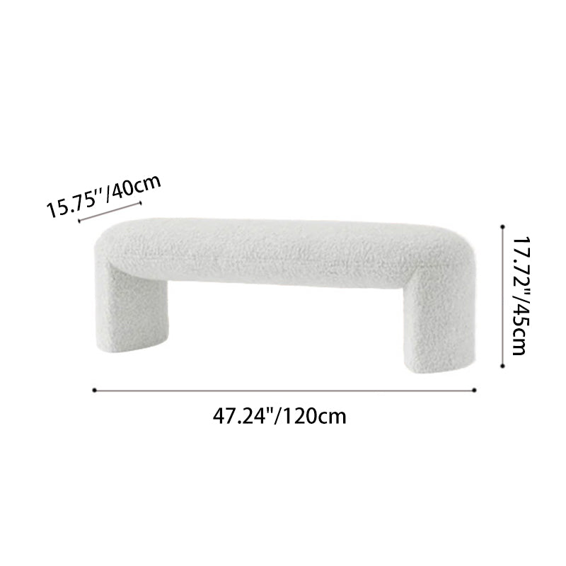 Contemporary Nordic Pine Wood Sherpa Fabric Foam Sponge Decorative With Rounded Silhouette Backless Armless Bench For Entryways