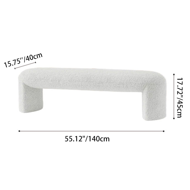 Contemporary Nordic Pine Wood Sherpa Fabric Foam Sponge Decorative With Rounded Silhouette Backless Armless Bench For Entryways