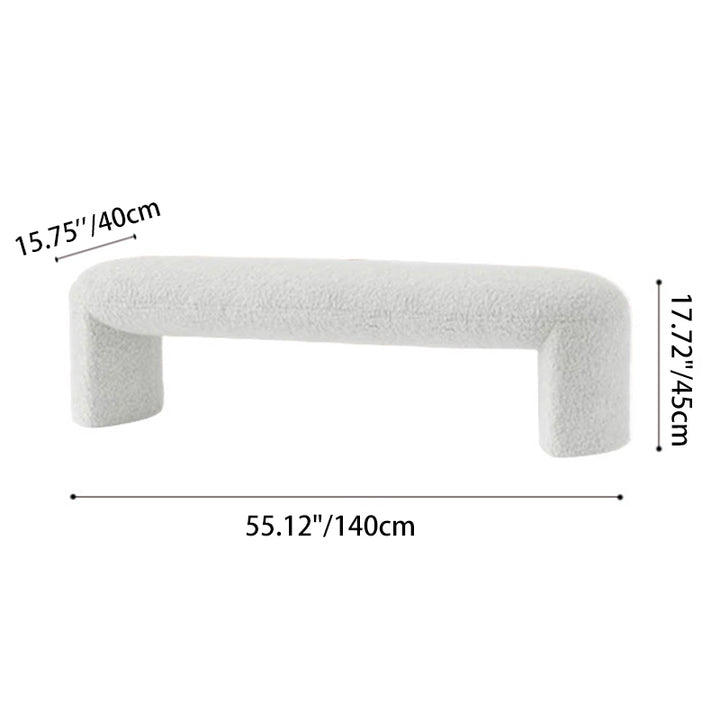 Contemporary Nordic Pine Wood Sherpa Fabric Foam Sponge Decorative With Rounded Silhouette Backless Armless Bench For Entryways