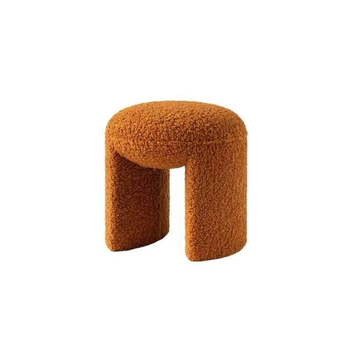 Contemporary Nordic Pine Wood Sherpa Fabric Foam Sponge Decorative With Rounded Silhouette Backless Armless Bench For Entryways