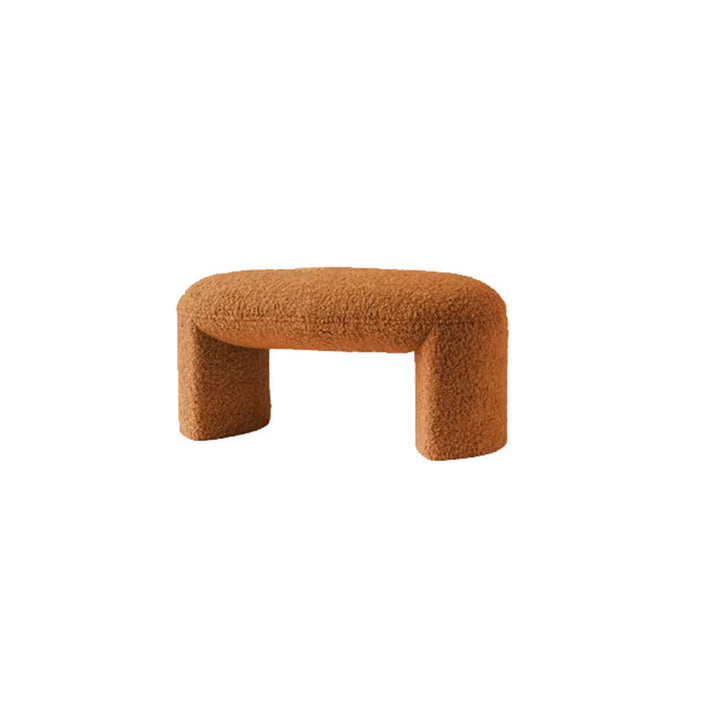 Contemporary Nordic Pine Wood Sherpa Fabric Foam Sponge Decorative With Rounded Silhouette Backless Armless Bench For Entryways