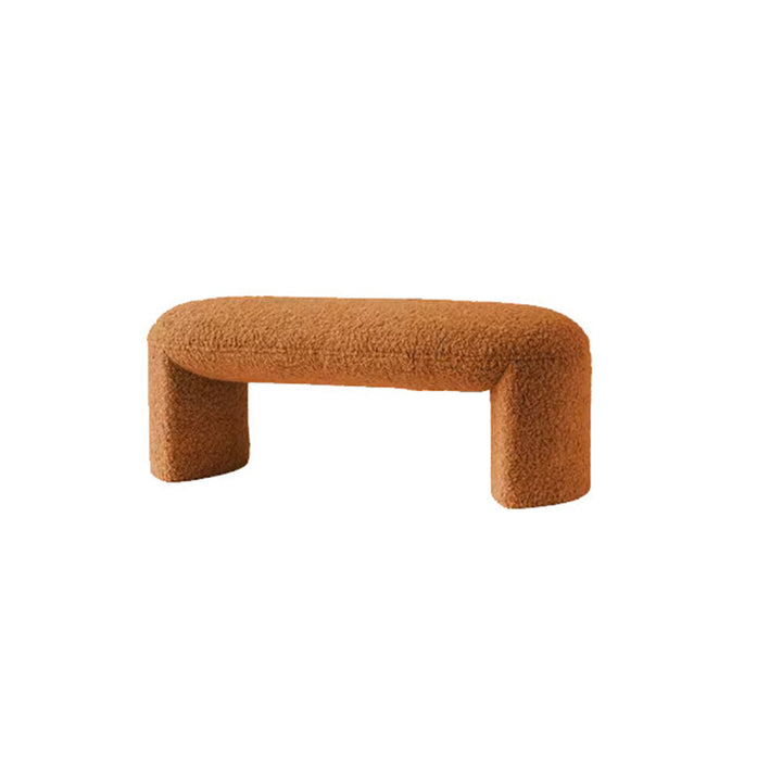Contemporary Nordic Pine Wood Sherpa Fabric Foam Sponge Decorative With Rounded Silhouette Backless Armless Bench For Entryways