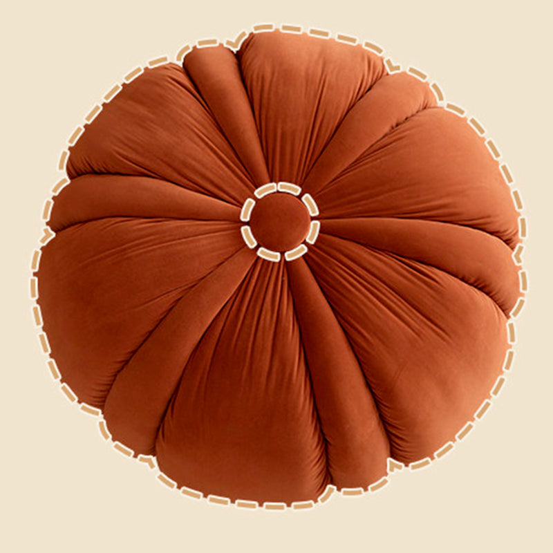 Modern Minimalist Matte Velvet Pine Wood Foam Sponge Decorative Plush Pumpkin-Shaped Backless Armless Low Stool For Living Room &amp; Entryway