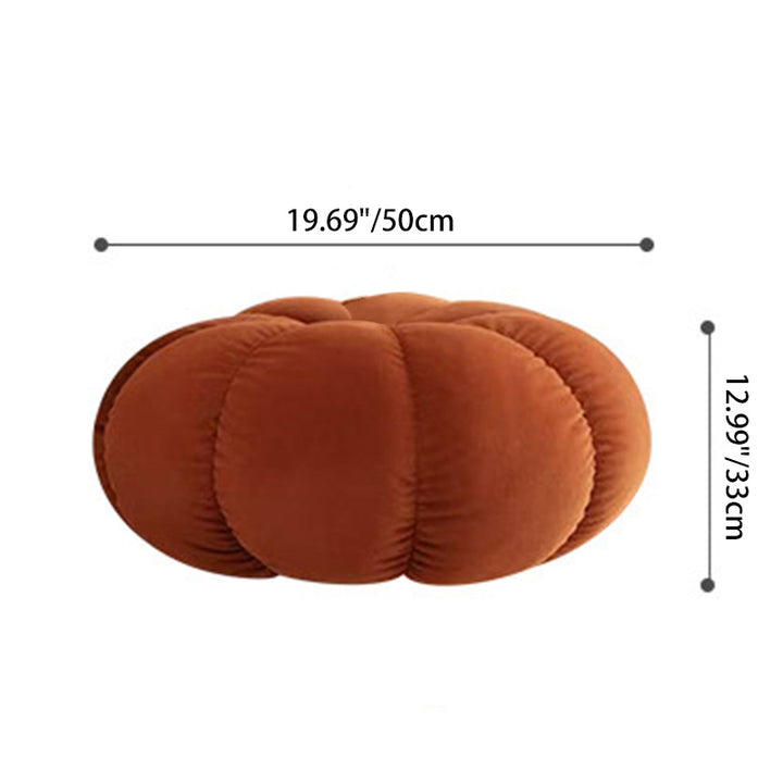 Modern Minimalist Matte Velvet Pine Wood Foam Sponge Decorative Plush Pumpkin-Shaped Backless Armless Low Stool For Living Room &amp; Entryway