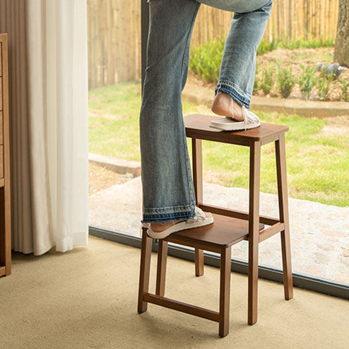 Modern Minimalist Moso Bamboo Highly Practical Space-Saving Backrest Armless Step Stool 2-Step For Living Room