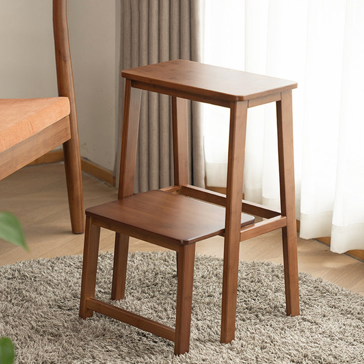 Modern Minimalist Moso Bamboo Highly Practical Space-Saving Backrest Armless Step Stool 2-Step For Living Room