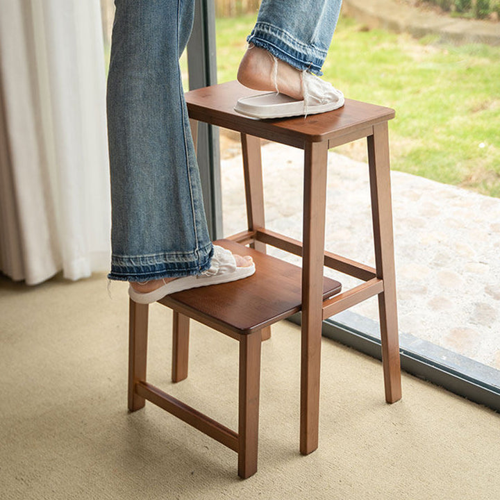 Modern Minimalist Moso Bamboo Highly Practical Space-Saving Backrest Armless Step Stool 2-Step For Living Room