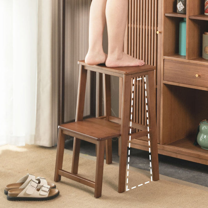 Modern Minimalist Moso Bamboo Highly Practical Space-Saving Backrest Armless Step Stool 2-Step For Living Room