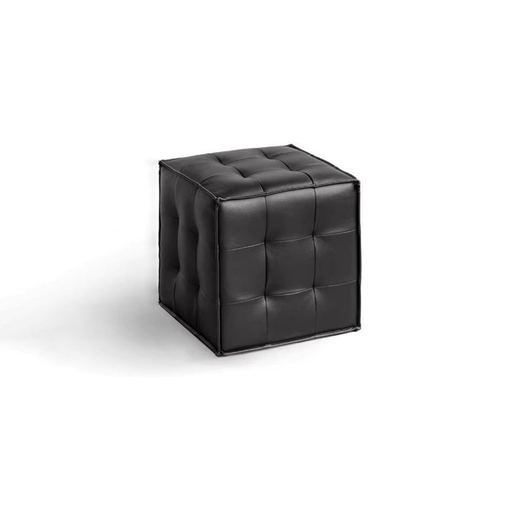 Modern Minimalist Top Grain Leather Pine Wood Foam Sponge PVC Space-Saving Highly Practical Versatile Cube Square Ottoman Backless Armless Vanity Stool For Bedroom