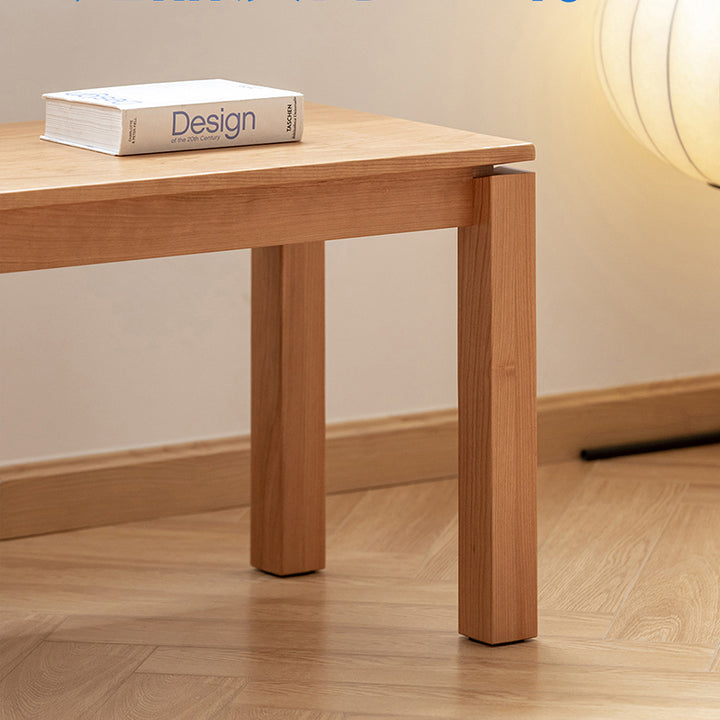 Modern Minimalist Cherry Wood &amp; Beech Wood Decorative Rectangular Backless Armless Bench For Entryway &amp; Dining Room
