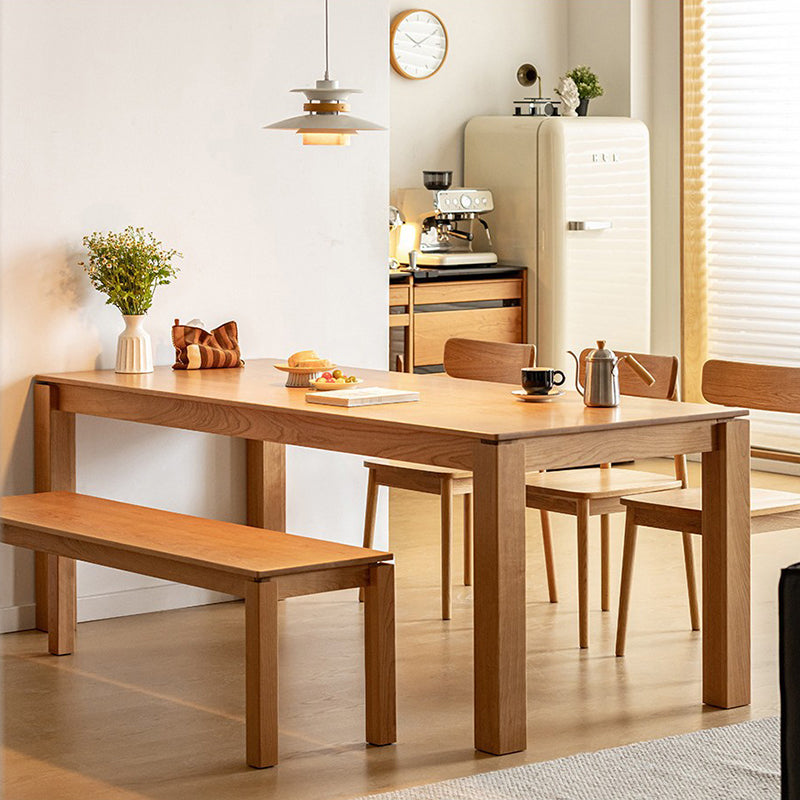 Modern Minimalist Cherry Wood &amp; Beech Wood Decorative Rectangular Backless Armless Bench For Entryway &amp; Dining Room
