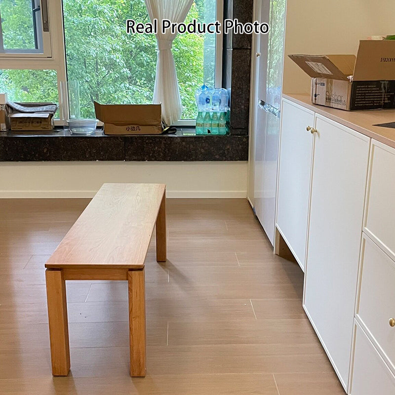 Modern Minimalist Cherry Wood &amp; Beech Wood Decorative Rectangular Backless Armless Bench For Entryway &amp; Dining Room