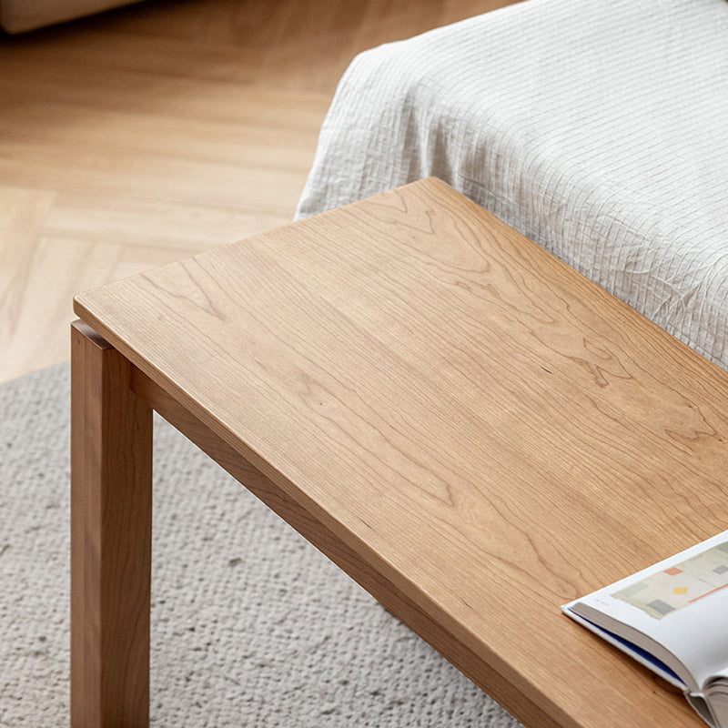 Modern Minimalist Cherry Wood &amp; Beech Wood Decorative Rectangular Backless Armless Bench For Entryway &amp; Dining Room