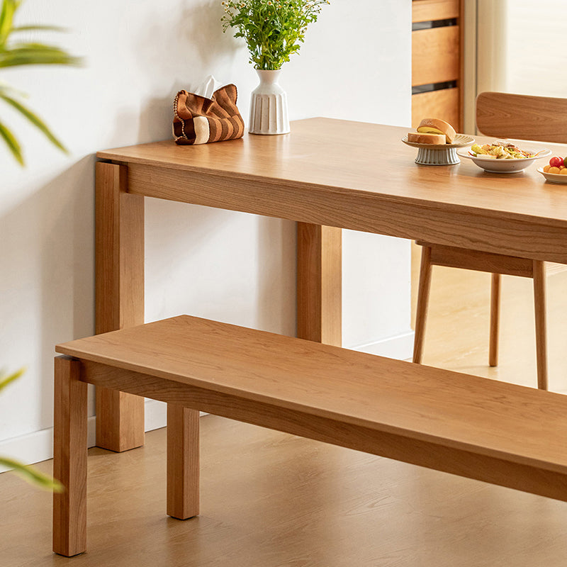 Modern Minimalist Cherry Wood &amp; Beech Wood Decorative Rectangular Backless Armless Bench For Entryway &amp; Dining Room