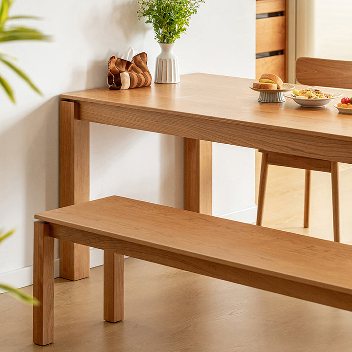 Modern Minimalist Cherry Wood &amp; Beech Wood Decorative Rectangular Backless Armless Bench For Entryway &amp; Dining Room