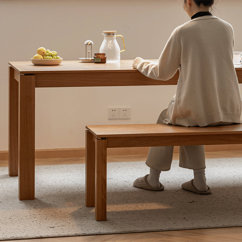 Modern Minimalist Cherry Wood &amp; Beech Wood Decorative Rectangular Backless Armless Bench For Entryway &amp; Dining Room